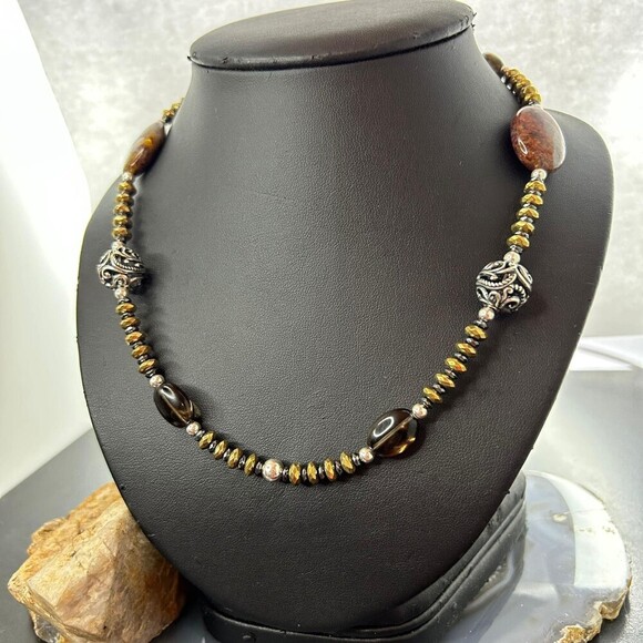 Carolyn Pollack Southwestern Style Sterling Earth Tone Multi Gemstone Necklace - Picture 5 of 10